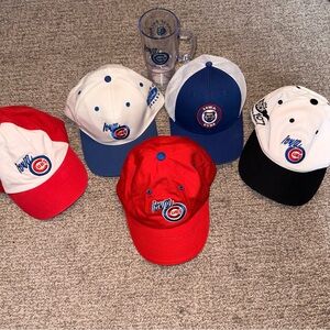 MiLB Iowa Cubs Lot - 5 Baseball Caps and a Cup Red White Blue Baseball